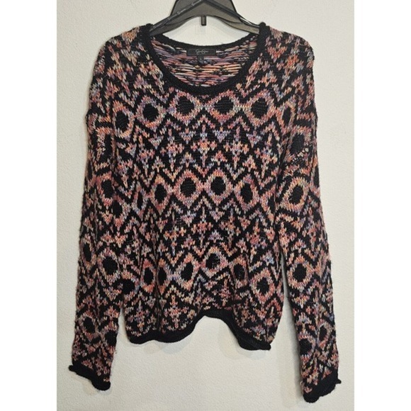 Jessica Simpson Style Valleys Colorful Long Sleeve‎ Sweater Womens Size Large - Picture 1 of 7